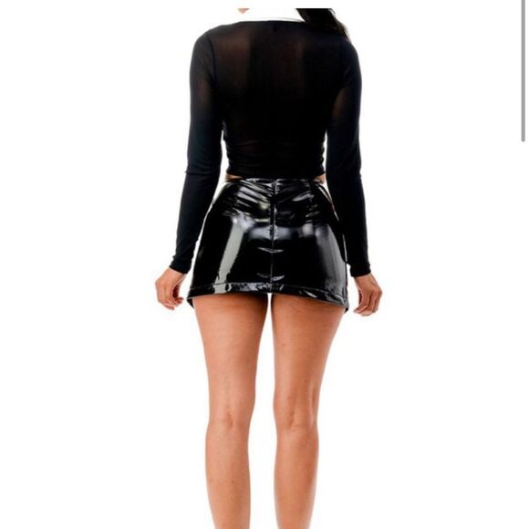 COPY - Black & White Mesh Top & Shirt/Skirt Set - Picture 6 of 7